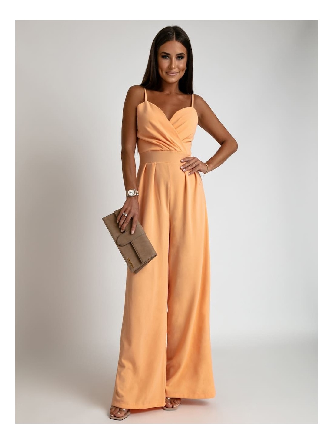 Peach strappy jumpsuit with wide legs AZR5673